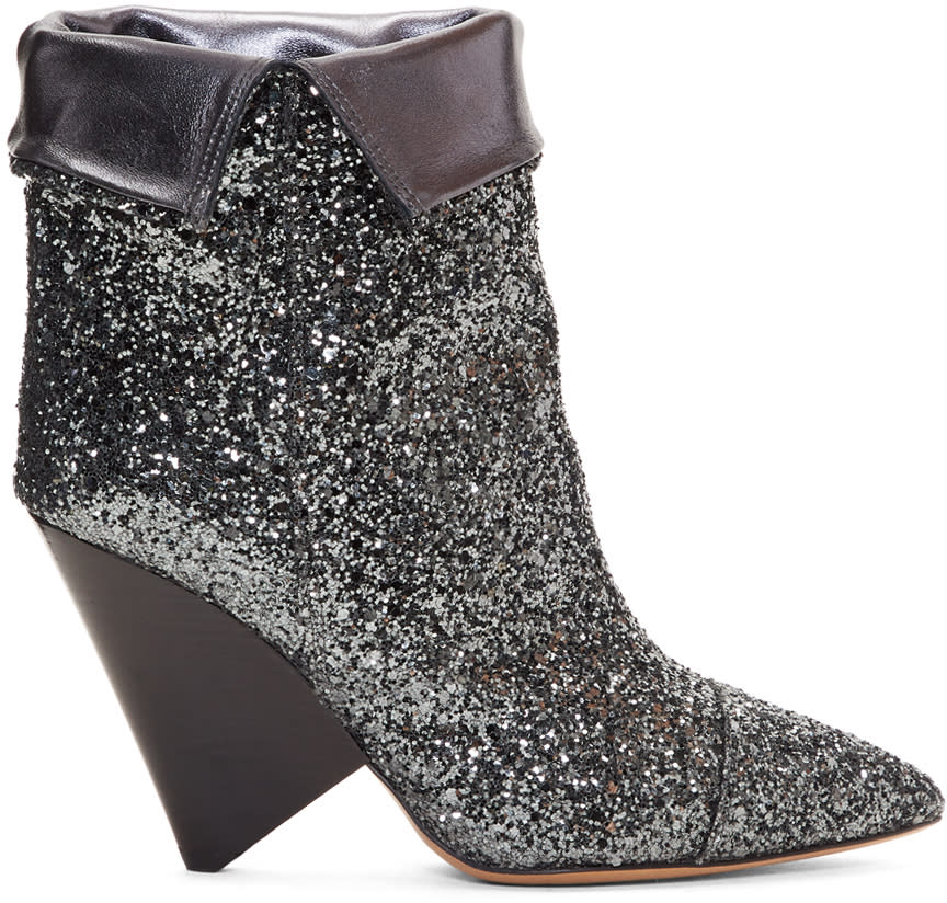 Isabel Marant Gunmetal Glitter Luliana Boots