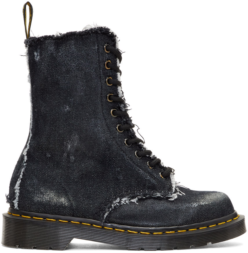 Off-white Black Dr. Martens Edition Denim 1490 Boots