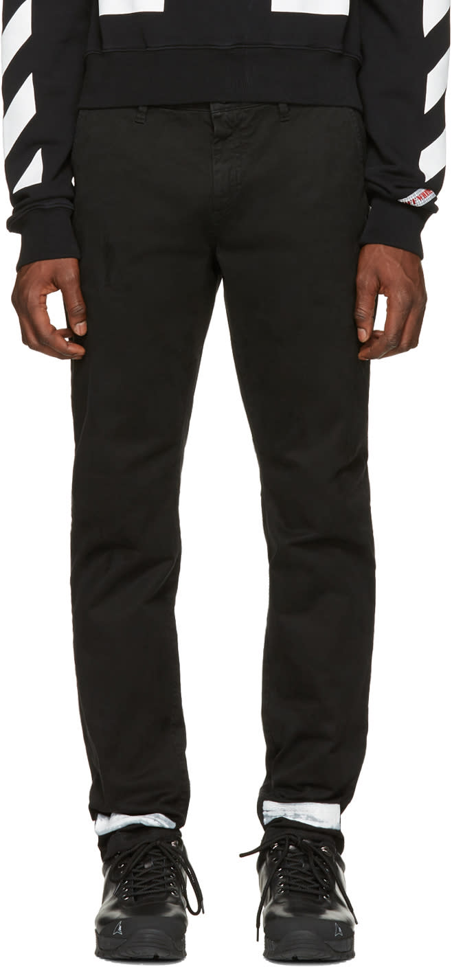 Off-white Black Diagonal Brushed Chinos