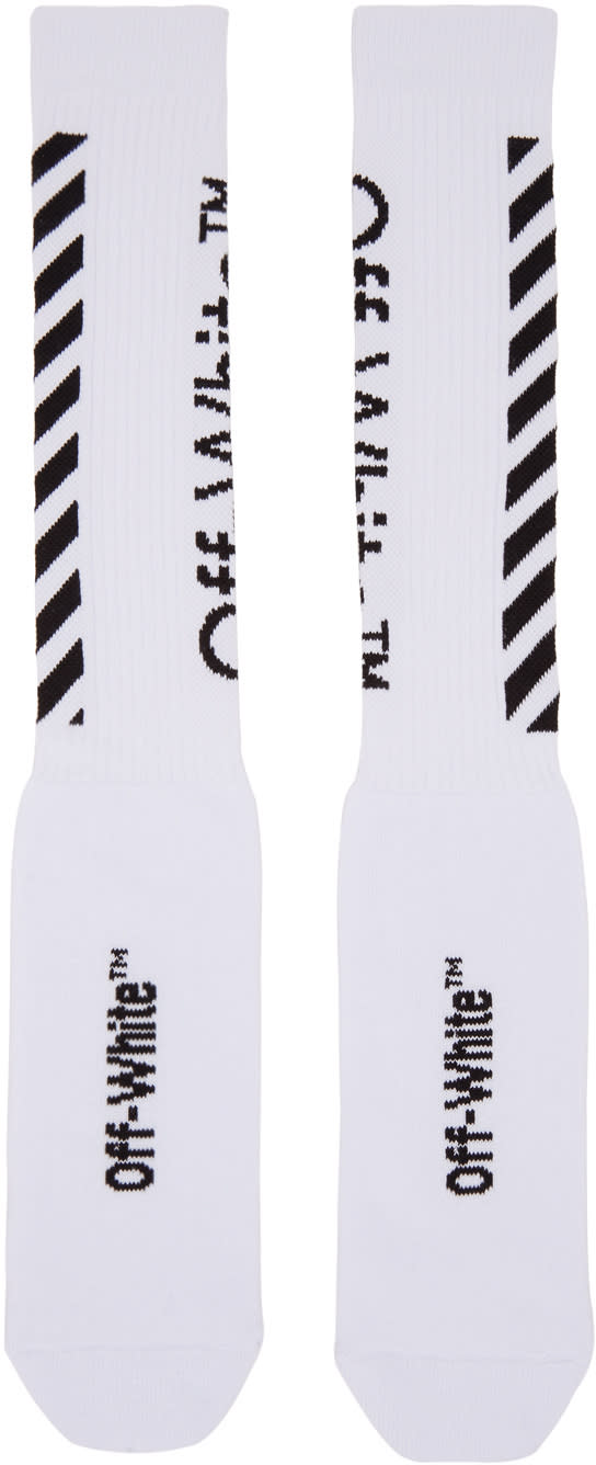 Off-white White Diagonal Logo Socks