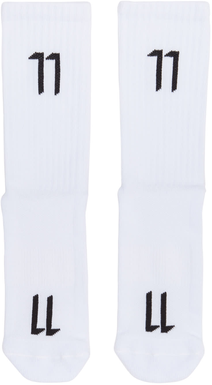 11 By Boris Bidjan Saberi White Logo Socks