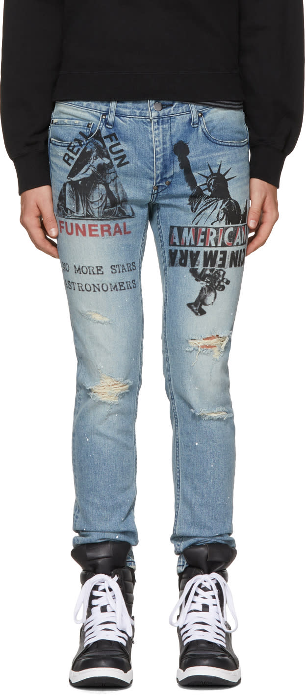 Diet Butcher Slim Skin Blue Anagram Damage Skinny Jeans