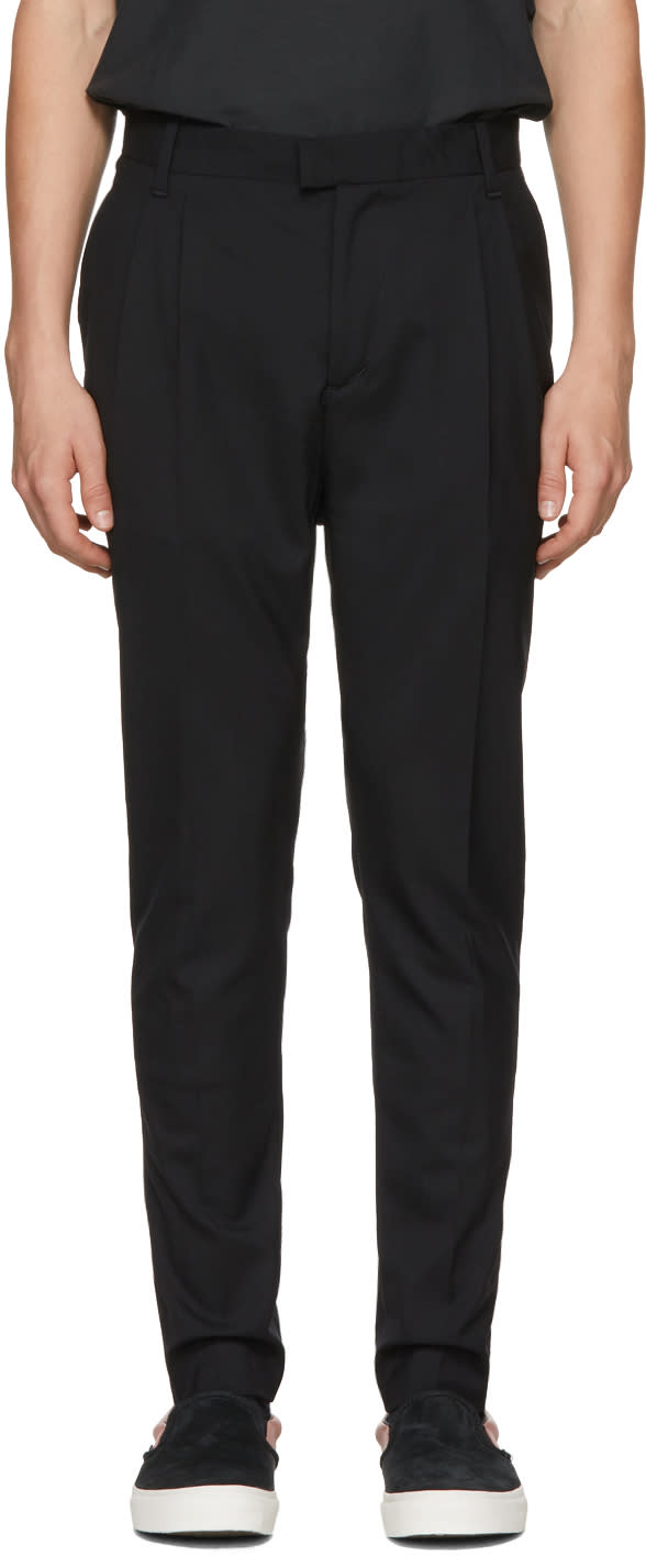 Diet Butcher Slim Skin Black Tapered Two Tacks Trousers