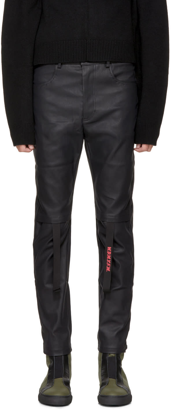 D By D Black Coated Incised Knee Strap Jeans