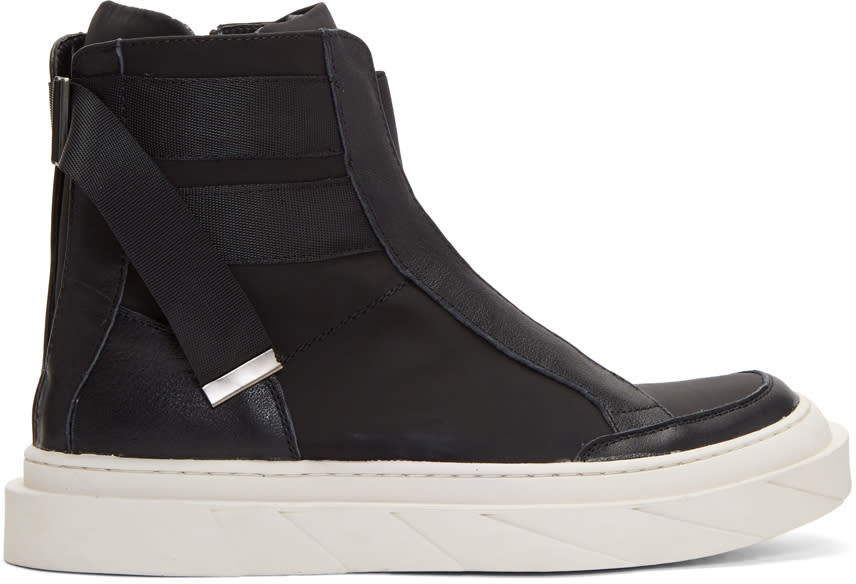 D By D Black Back Strap High-top Sneakers