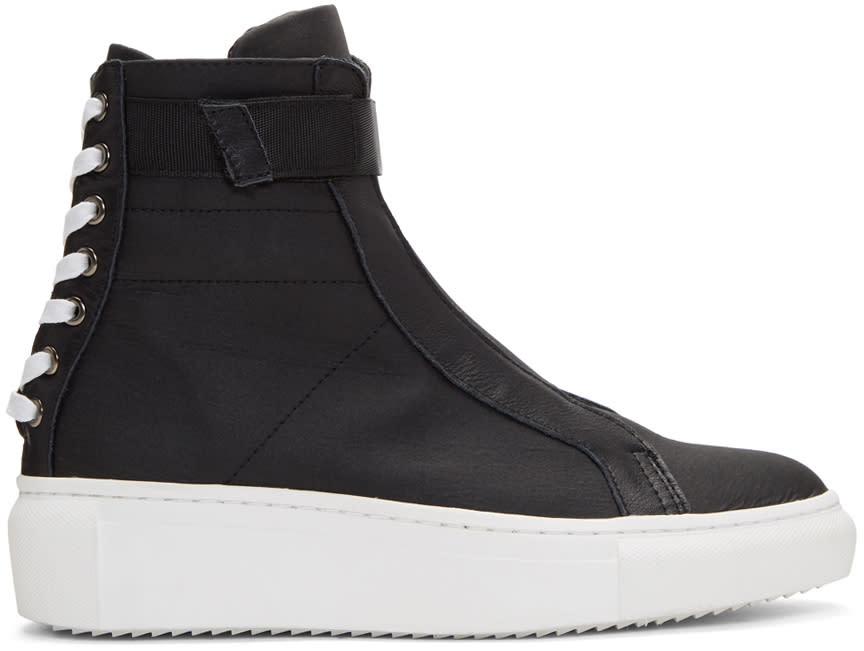 D By D Black Back Shoelace High-top Sneakers