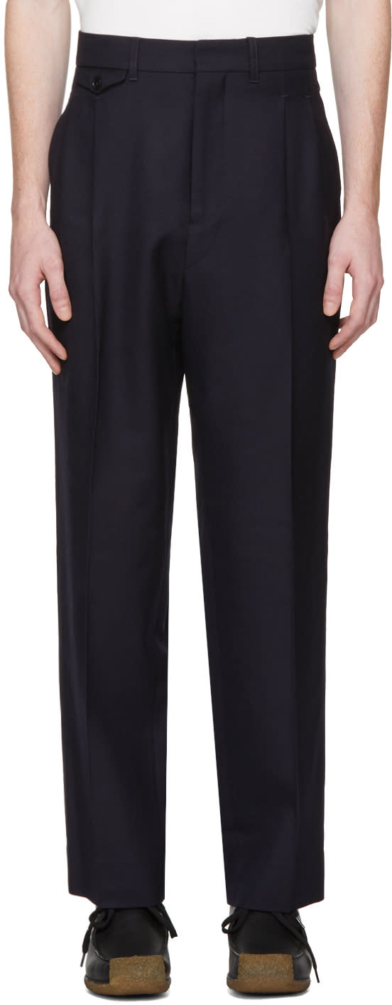 Lemaire Navy Two Pleat Trousers