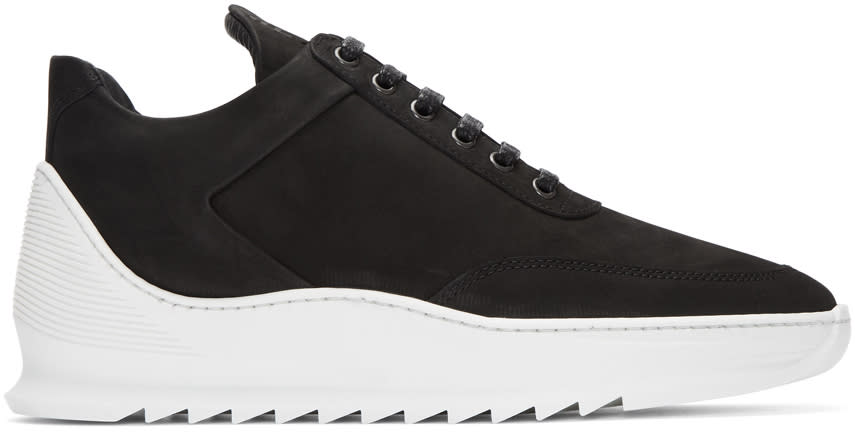 Filling Pieces Black Suede Low Heel Cap Sneakers