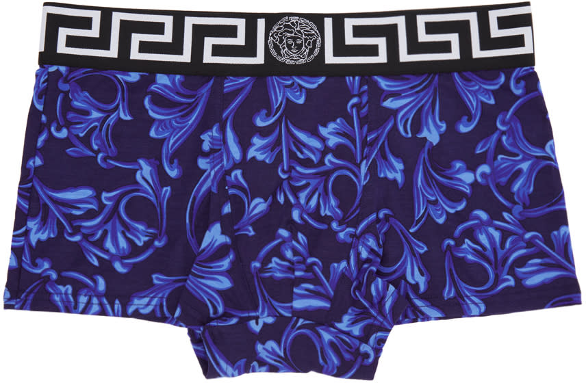 Versace Underwear Navy and Blue Baroque Medusa Boxer Briefs