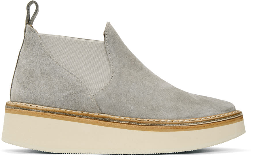 Flamingos Grey Suede Alambra Platform Boots