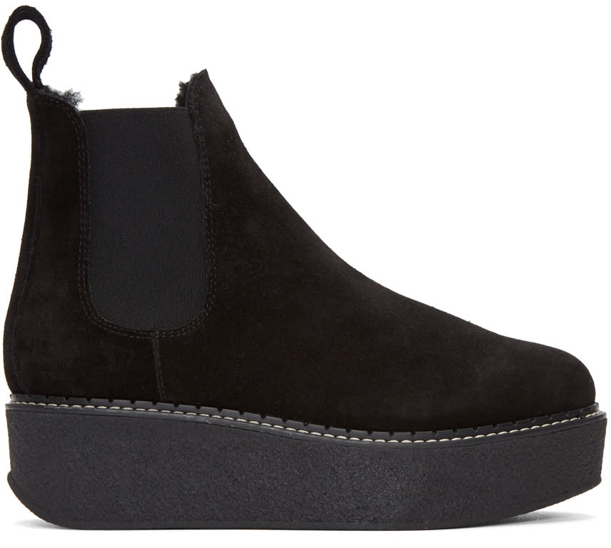 Flamingos Black Suede Gibus Platform Boots