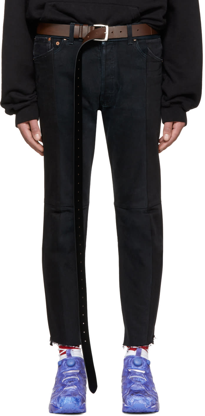Vetements Black Reworked Biker Jeans