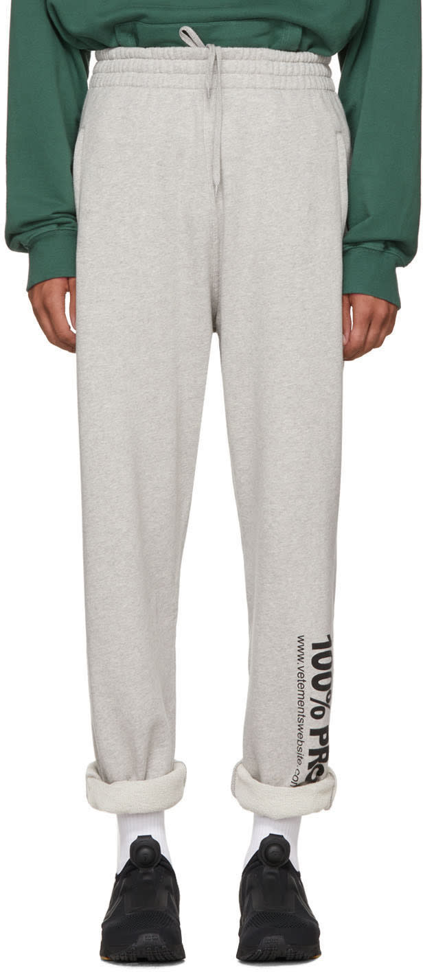 Vetements Grey 100% Pro Baggy Lounge Pants