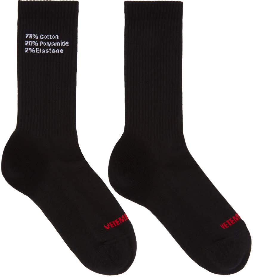 Vetements Black Composition Socks