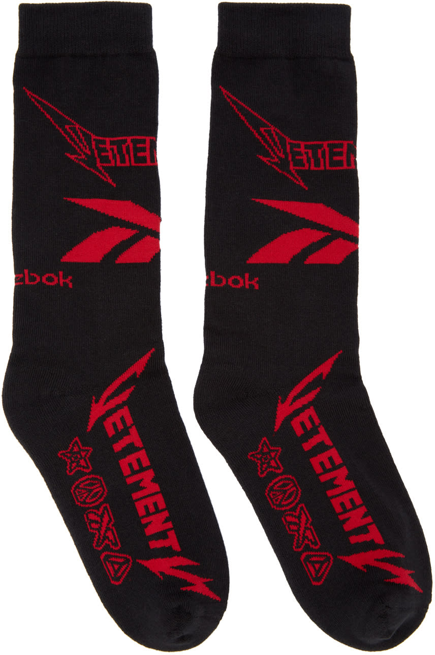 Vetements Black Reebok Edition Metal Socks