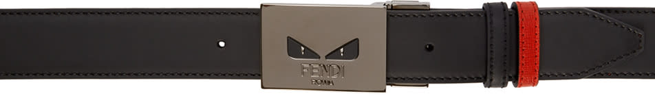 Fendi Reversible Black and Red bag Bugs Belt