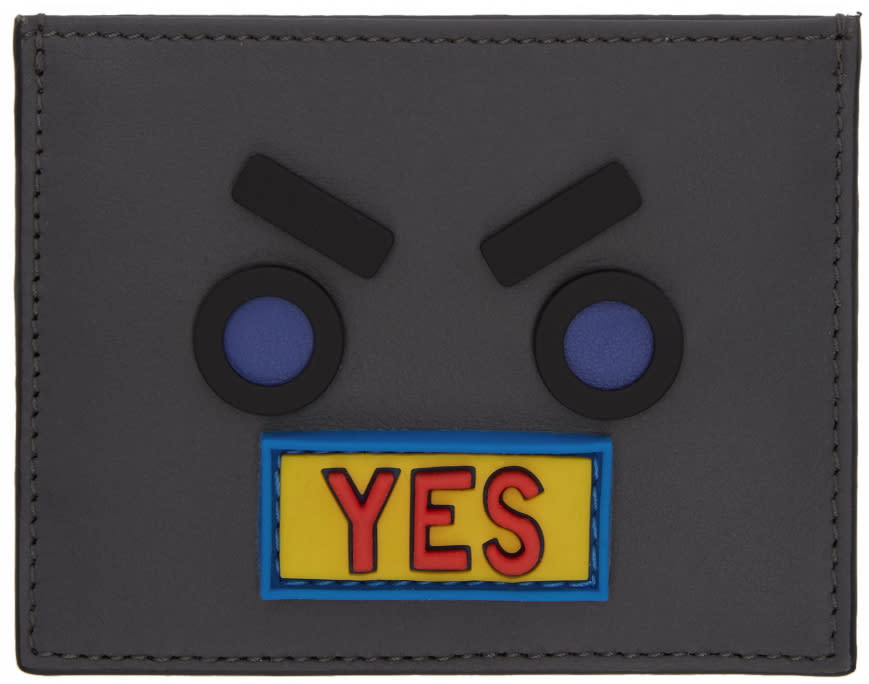Fendi Grey fendi Faces Yes Card Holder