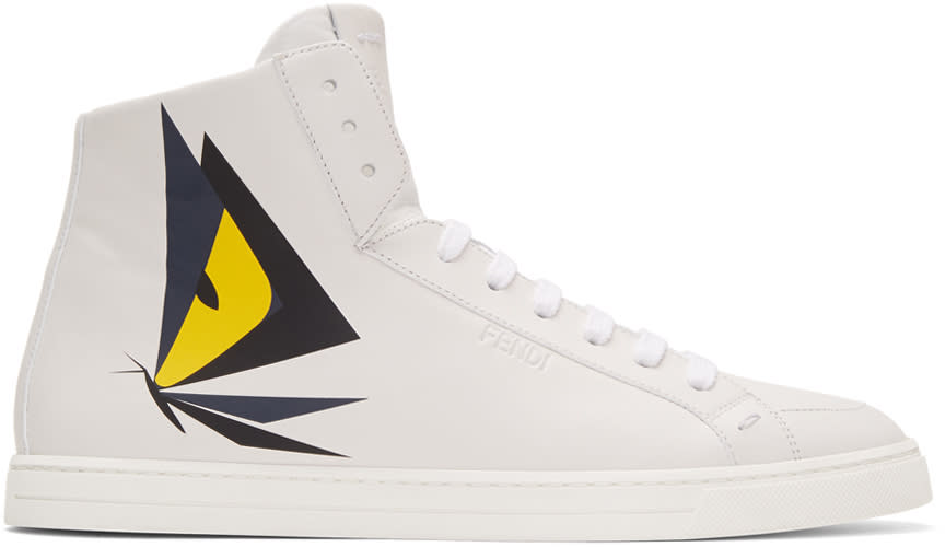 Fendi White Butterfleyes High-top Sneakers