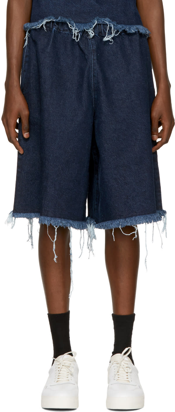 Marques Almeida Indigo Denim Track Shorts