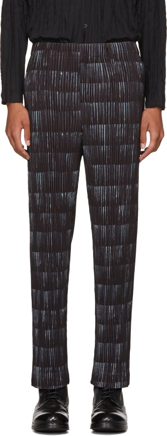 Homme PlissE Issey Miyake Black Tailored Printed Trousers