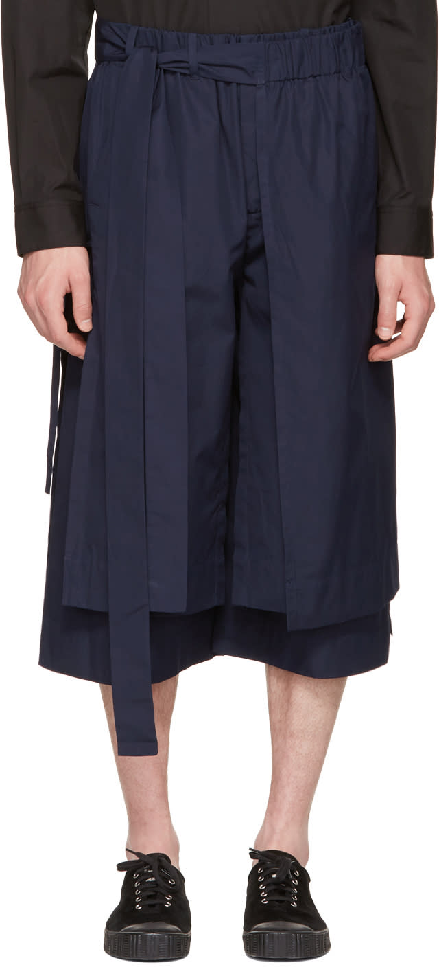 Craig Green Navy Layered Track Shorts