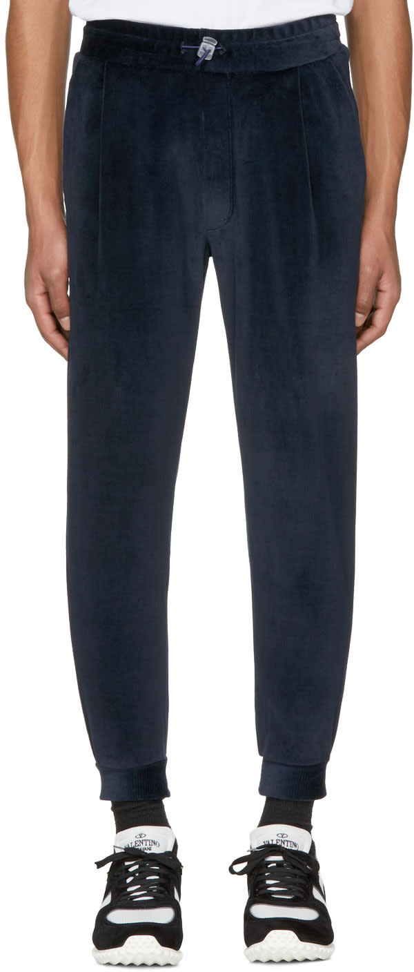 Sunnei Navy Velour Jogging Pants