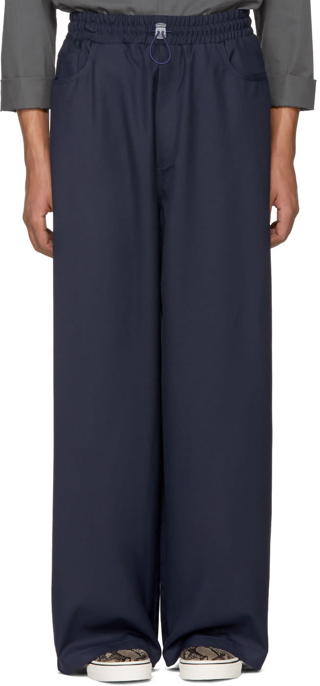 Sunnei Navy Loose Fit Trousers