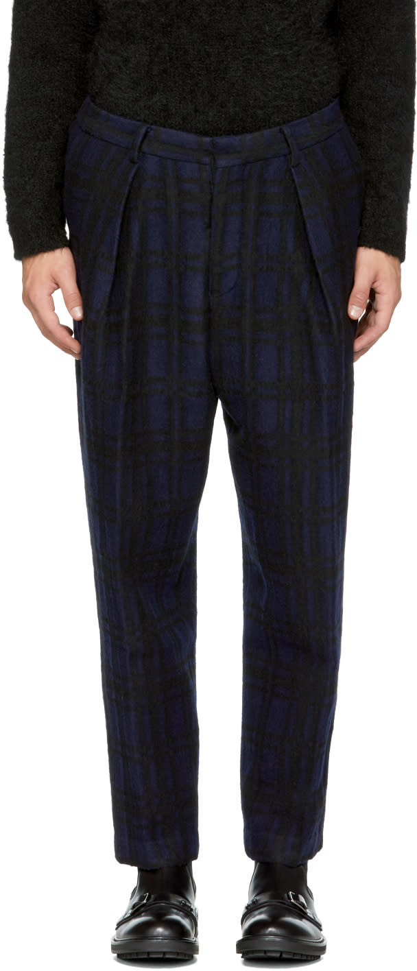 Tomorrowland Blue Check Tuck Wide Trousers