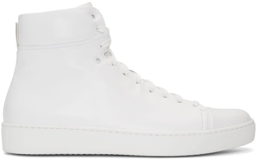 John Elliott White Leather High-top Sneakers