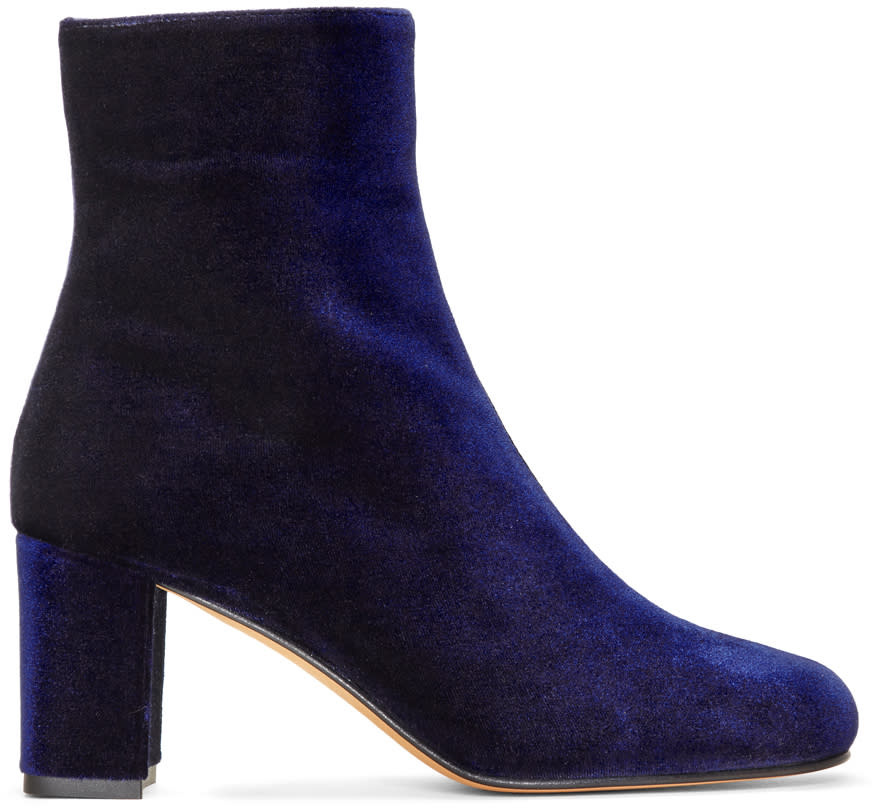 Maryam Nassir Zadeh Navy Velvet Agnes Boots