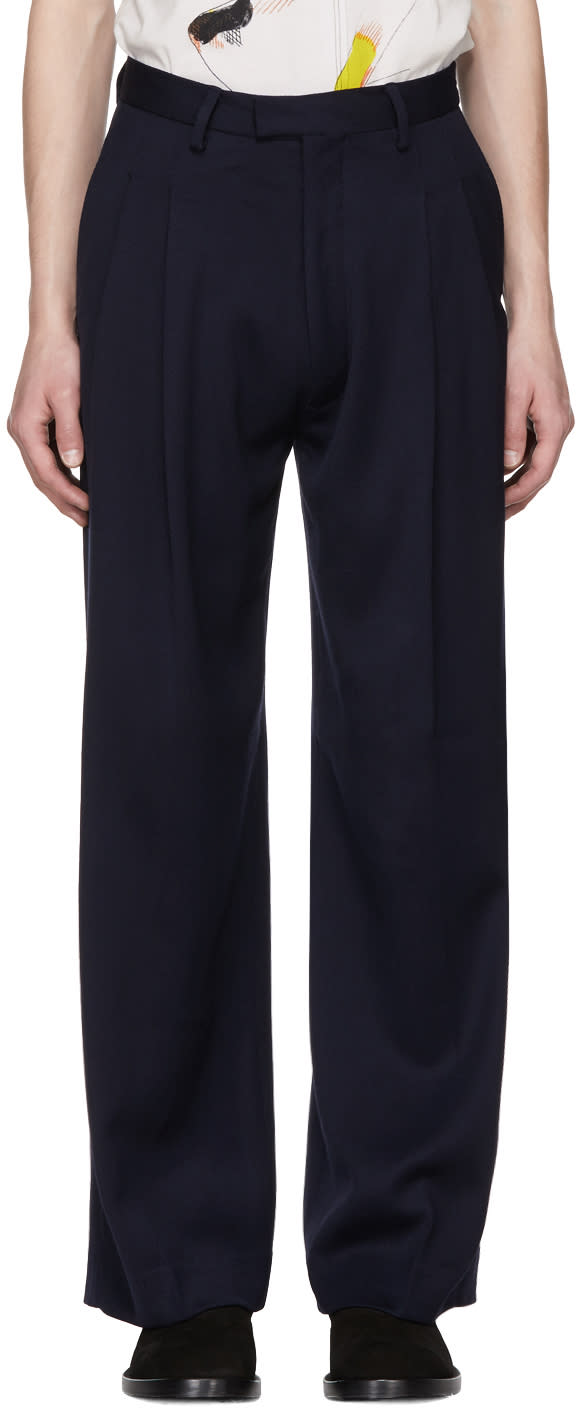Eckhaus Latta Navy Pleat Trousers