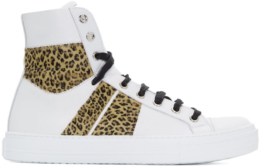 Amiri White and Leopard Sunset High-top Sneakers