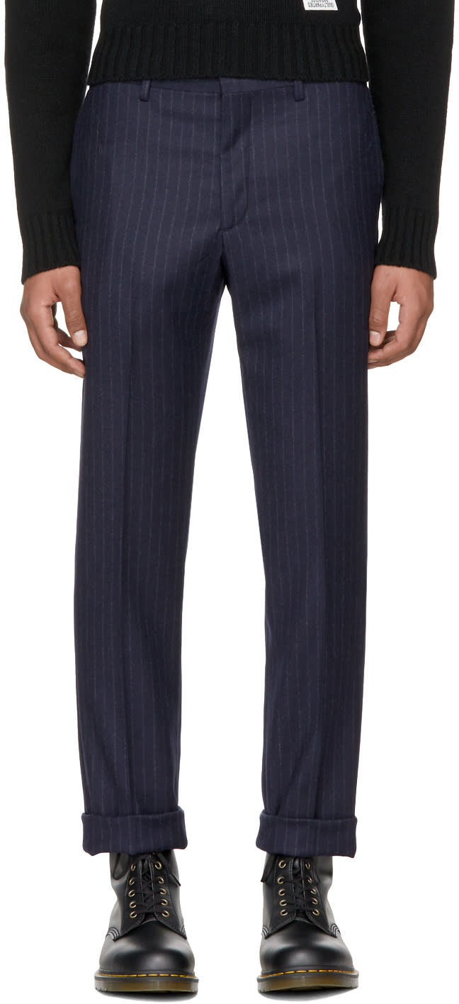 Wacko Maria Navy guilty Parties Striped Johnny Trousers