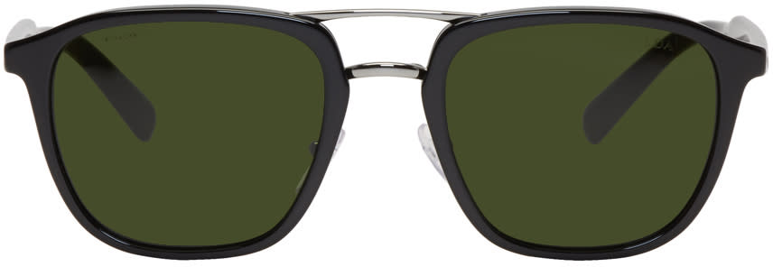 Prada Black and Green Double Bridge Sunglasses