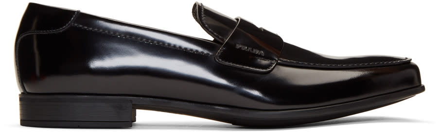 Prada Black Patent Classic Loafers
