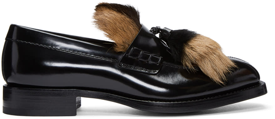 Prada Black Fur Loafers