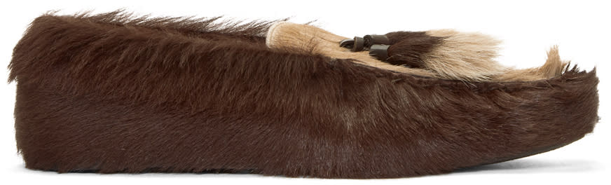 Prada Brown Fur Loafers