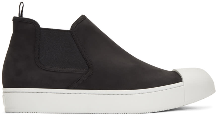 Prada Black Nubuck Mid Slip-on Sneakers