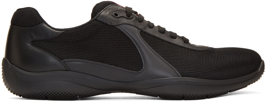 Prada Black Mesh and Leather Sneakers