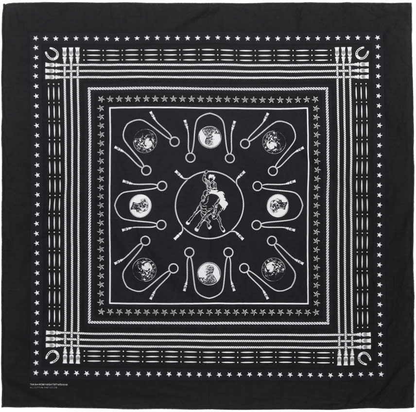 Takahiromiyashita Thesoloist. Black and Navy Cotton Bandana