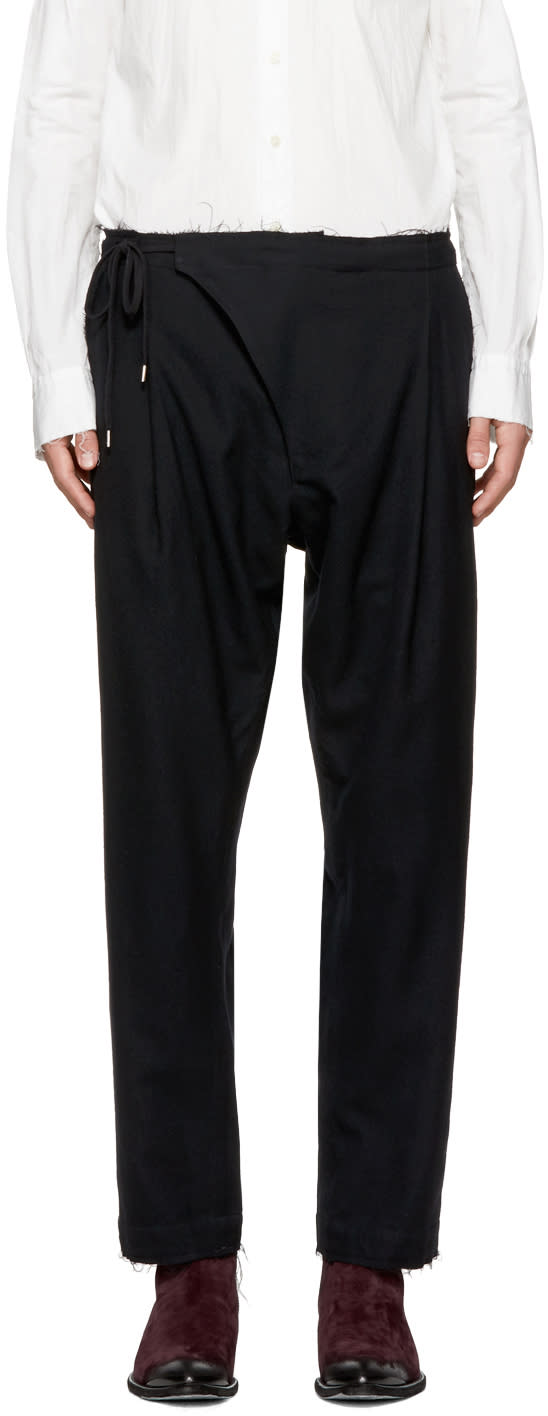 Takahiromiyashita Thesoloist. Black Crossover Pajama Trousers