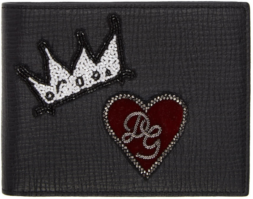 Dolce and Gabbana Black Crown and Heart Wallet