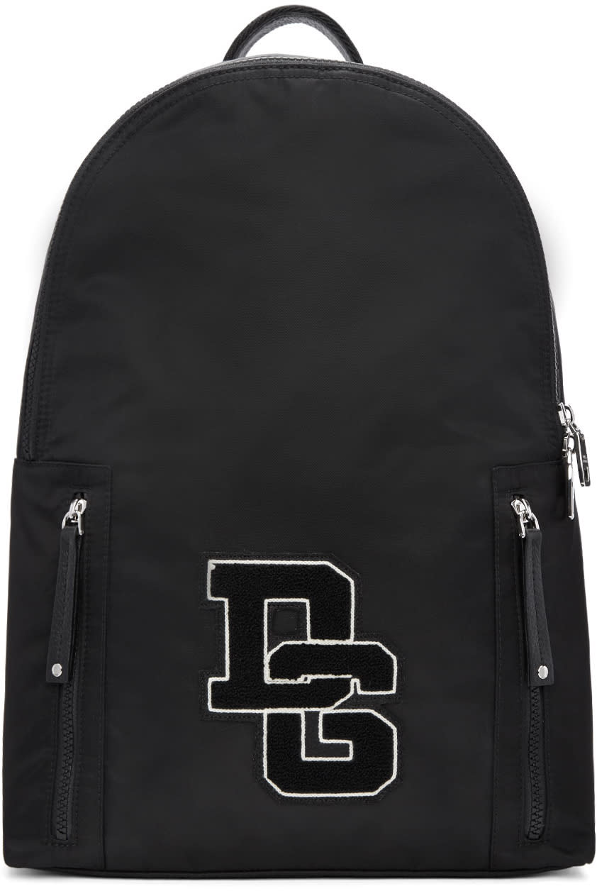 Dolce and Gabbana Black Dg Patch Backpack