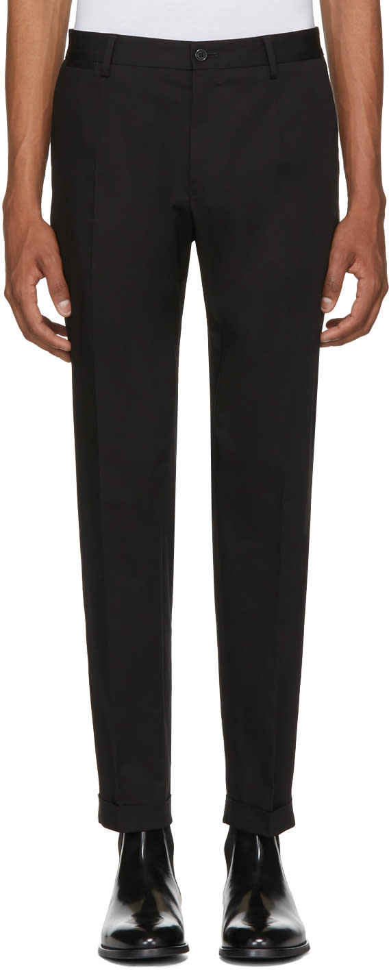 Dolce and Gabbana Black Leopard Side Stripe Trousers