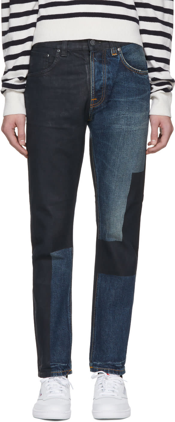 Nudie Jeans Blue Painted Fearless Freddie Jeans