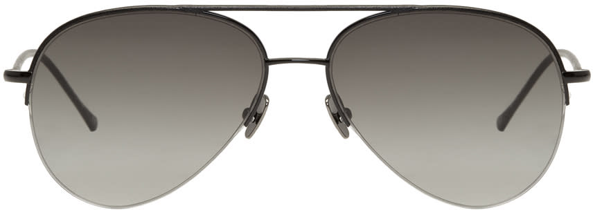 Belstaff Black Leather Phoenix Aviator Sunglasses