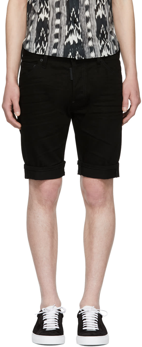 Dsquared2 Black Denim Long Mod Shorts