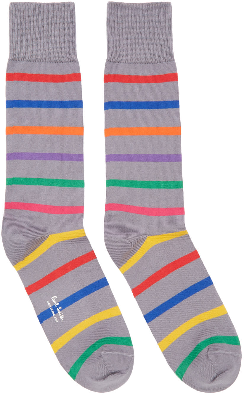 Paul Smith Grey Bright Stripe Socks