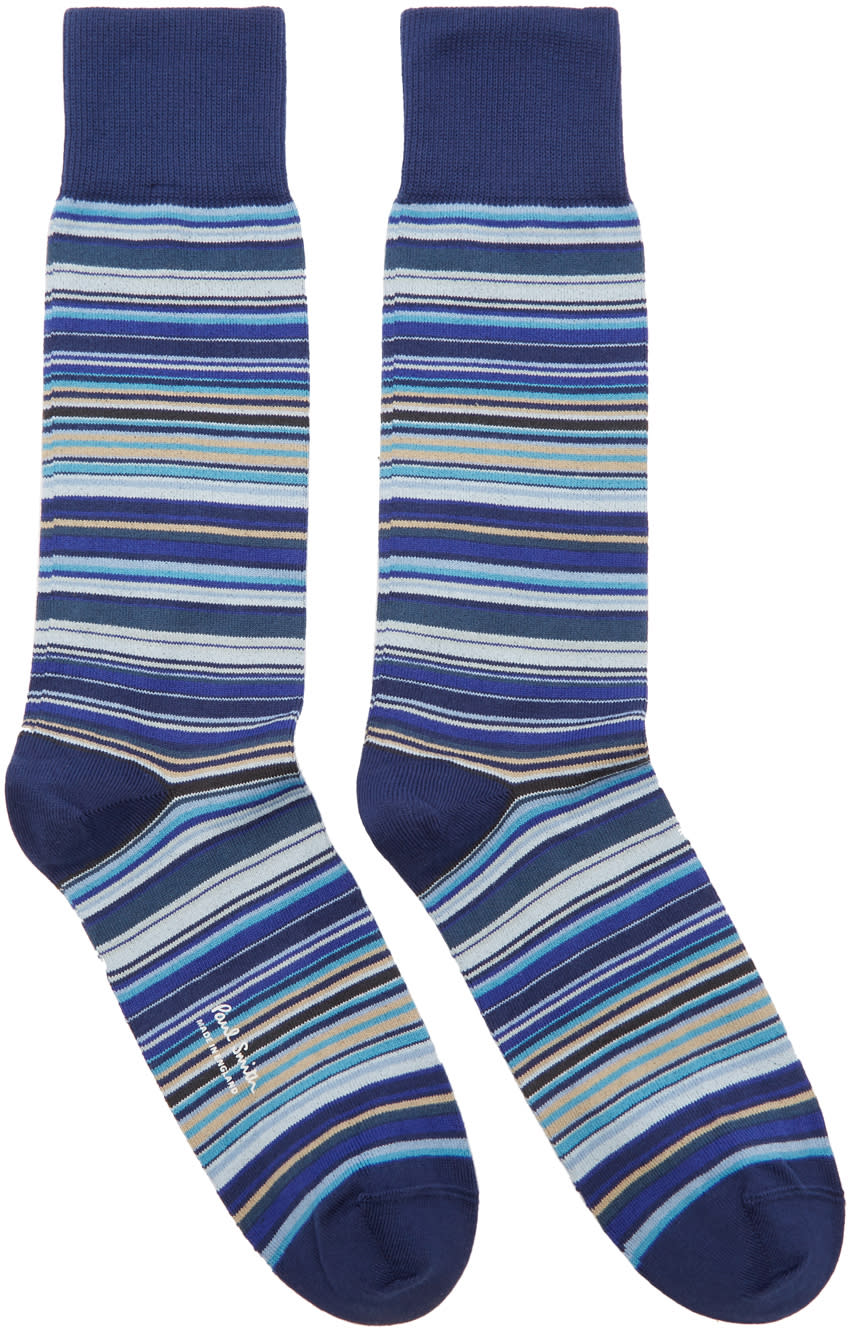 Paul Smith Navy Multi Stripe Socks