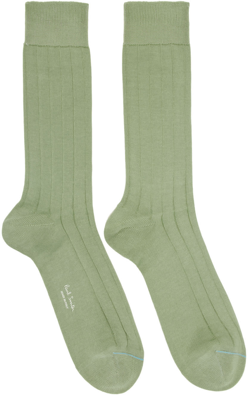Paul Smith Green Contrast Toe Link Socks